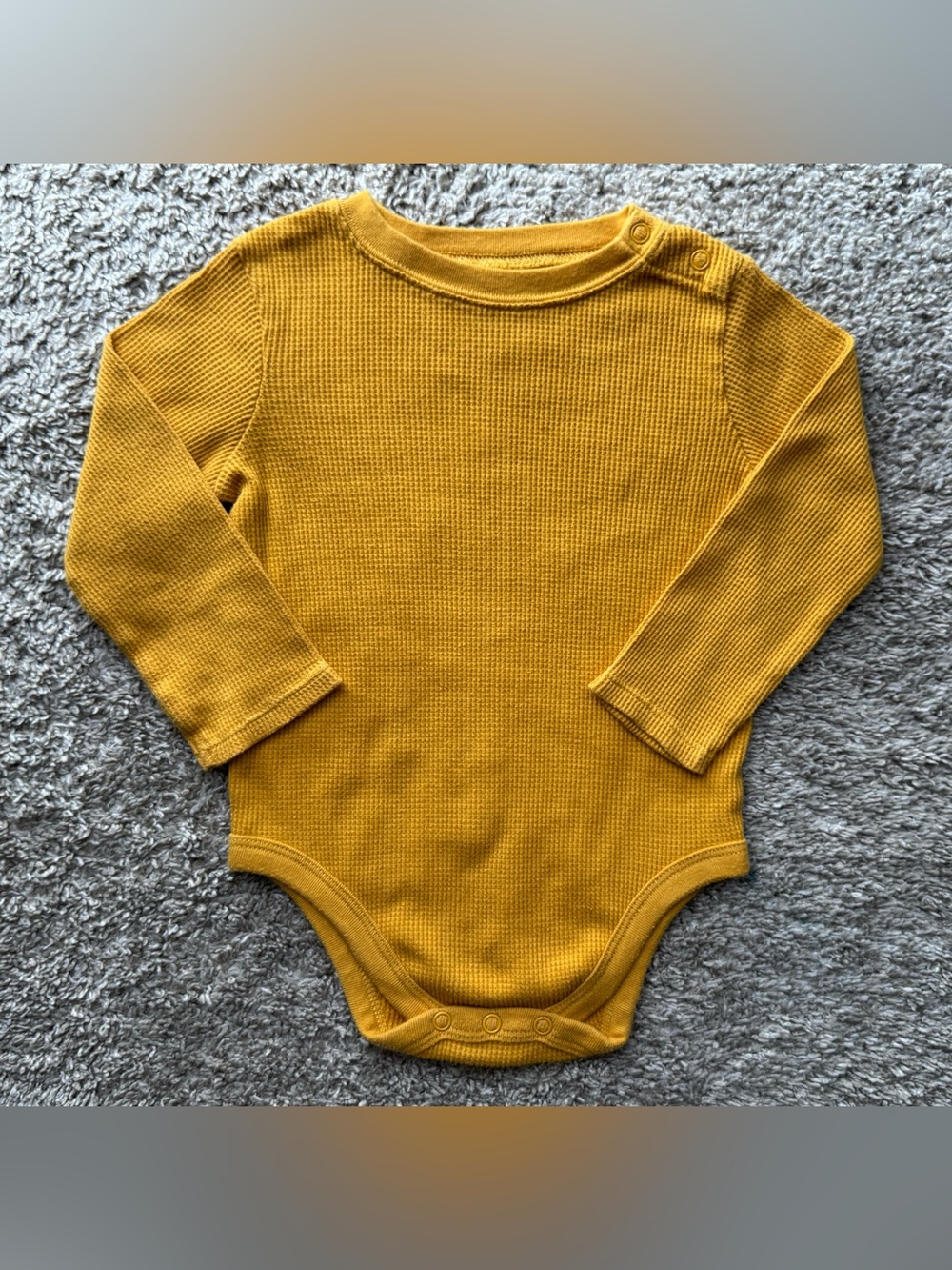 Garanimals Mustard Yellow Waffle Knit Bodysuit Baby Toddler 18M Long Sleeve